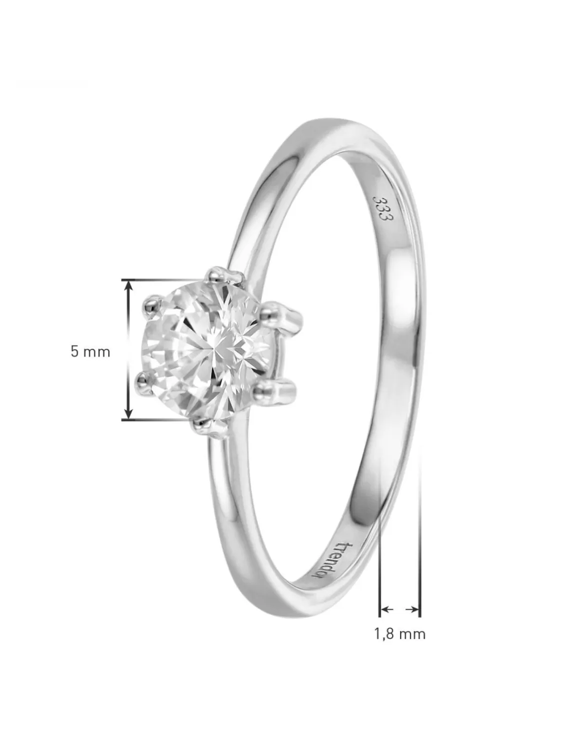 trendor Verlobungsring Weisgold 333 / 8 Karat Damenring Mit Zirkonia | Damenschmuck