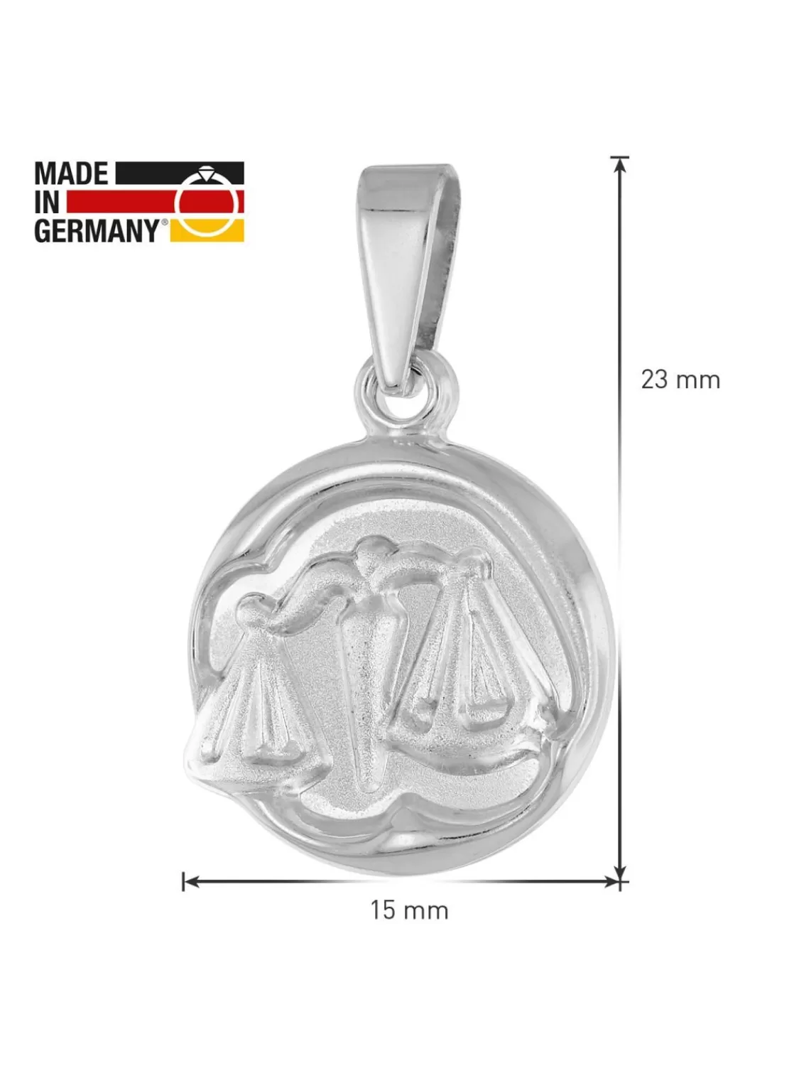 trendor Waage Sternzeichen Mit Halskette 925 Silber O 15 Mm | Kinderschmuck