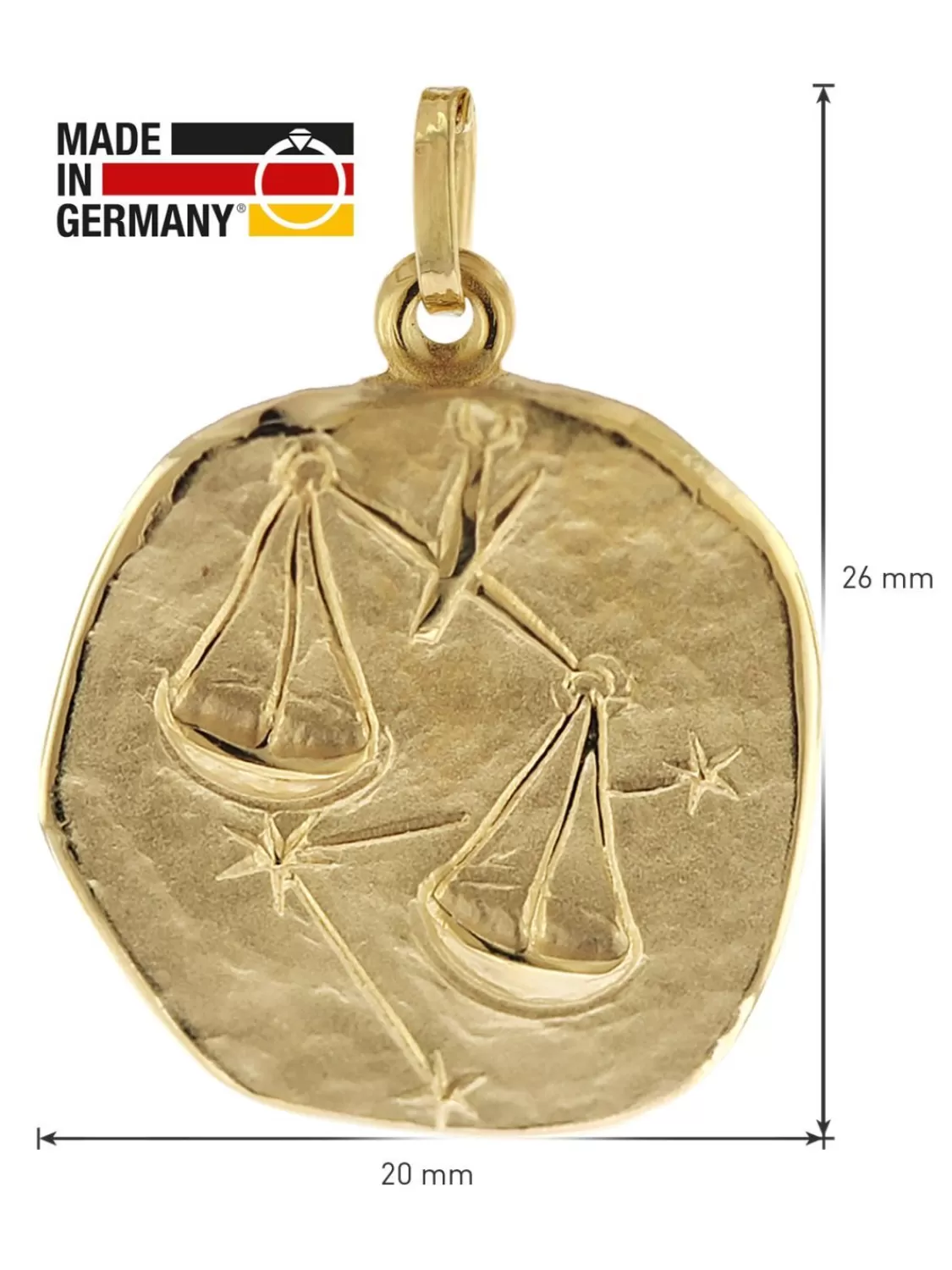 trendor Waage Sternzeichen O 20 Mm Mit 333/8K Goldkette Fur Herren | Herrenschmuck