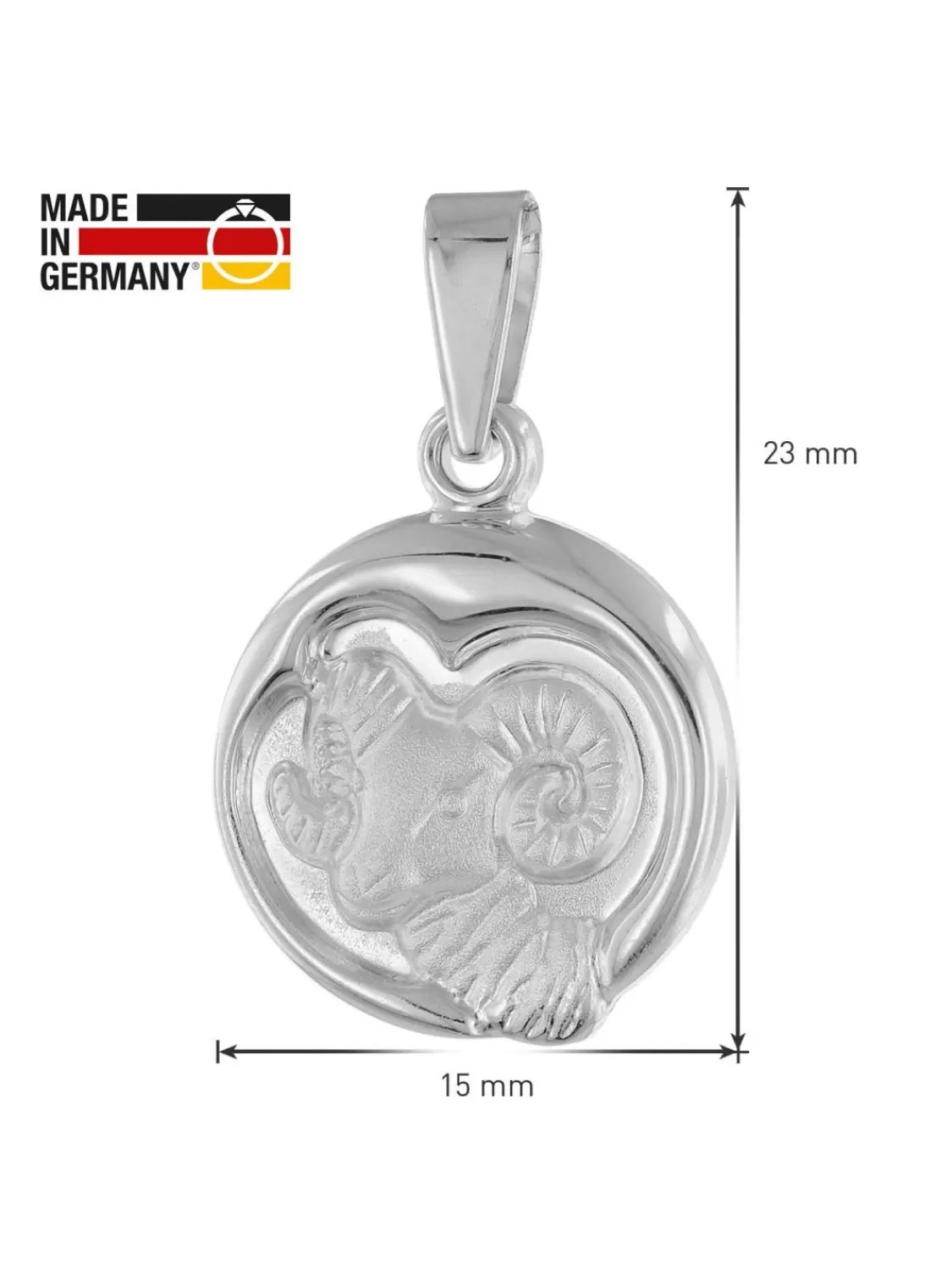 trendor Widder Sternzeichen Mit Halskette 925 Silber O 15 Mm | Kinderschmuck