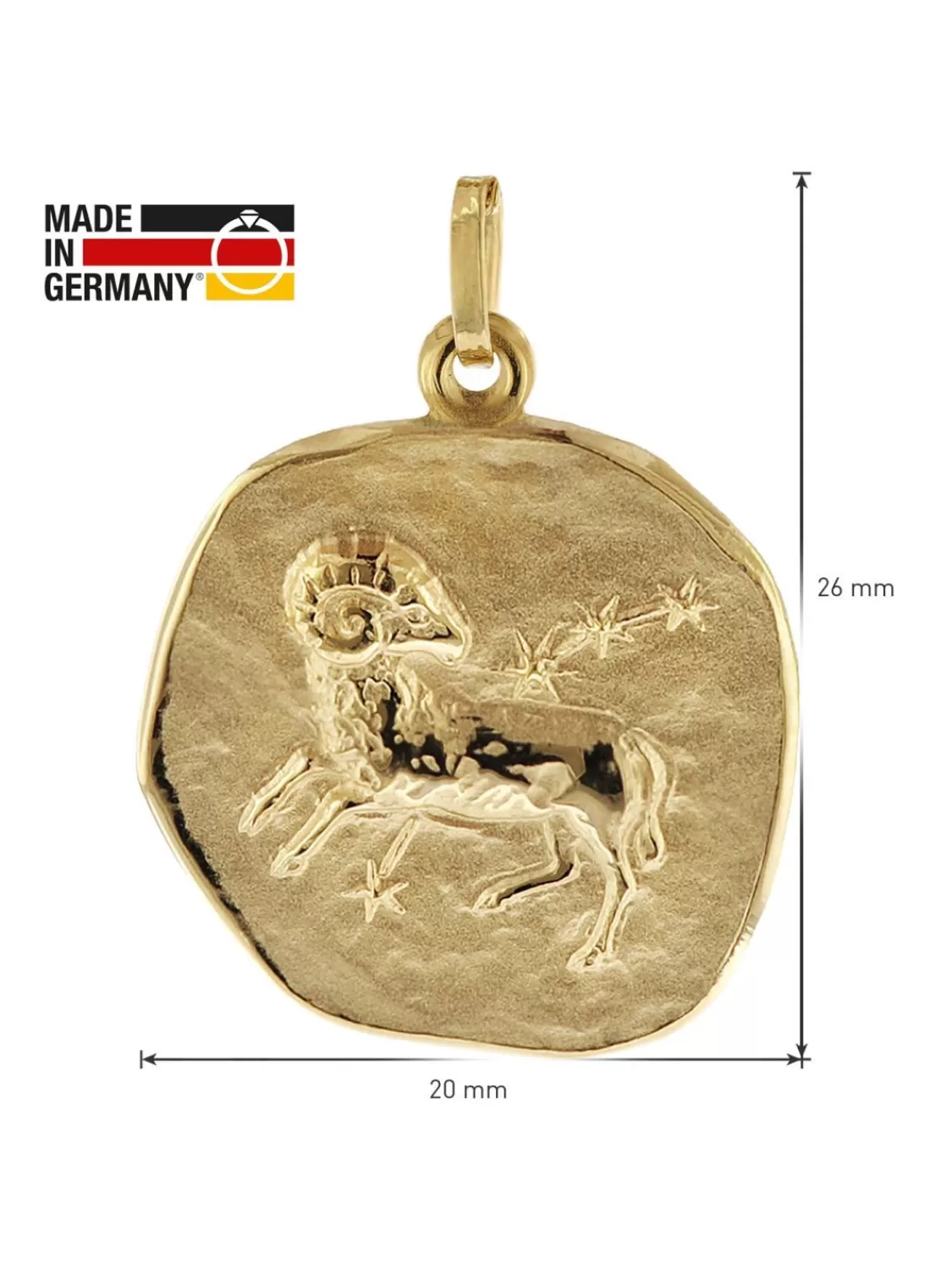 trendor Widder Sternzeichen O 20 Mm Mit 333/8K Goldkette Fur Herren | Herrenschmuck