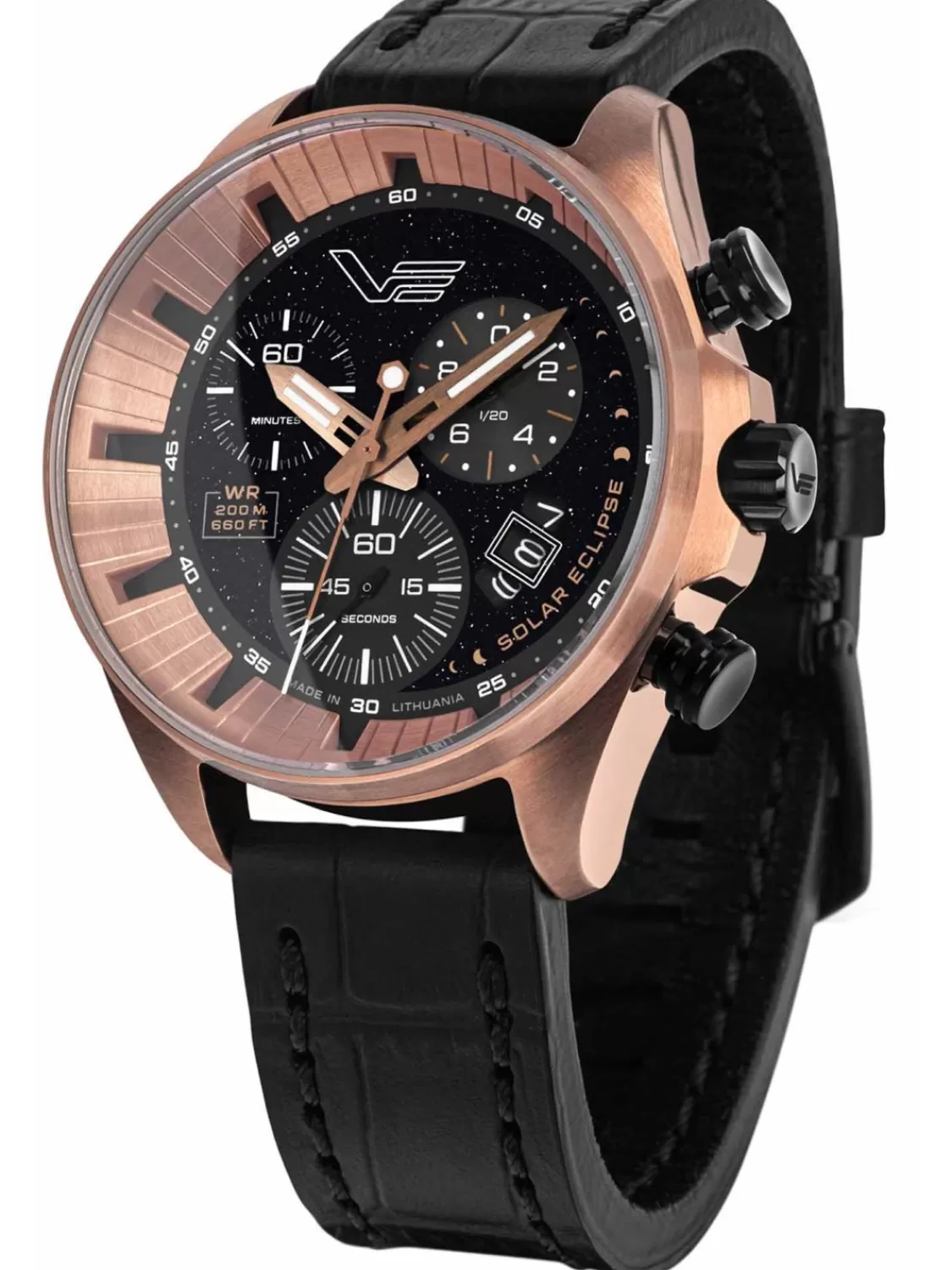 Vostok Europe Herrenuhr Chronograph Solar Eclipse Schwarz/Rose Le | Herrenuhren